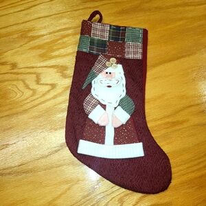 Vintage Dandee Primitive Christmas Stocking 3D Santa Claus